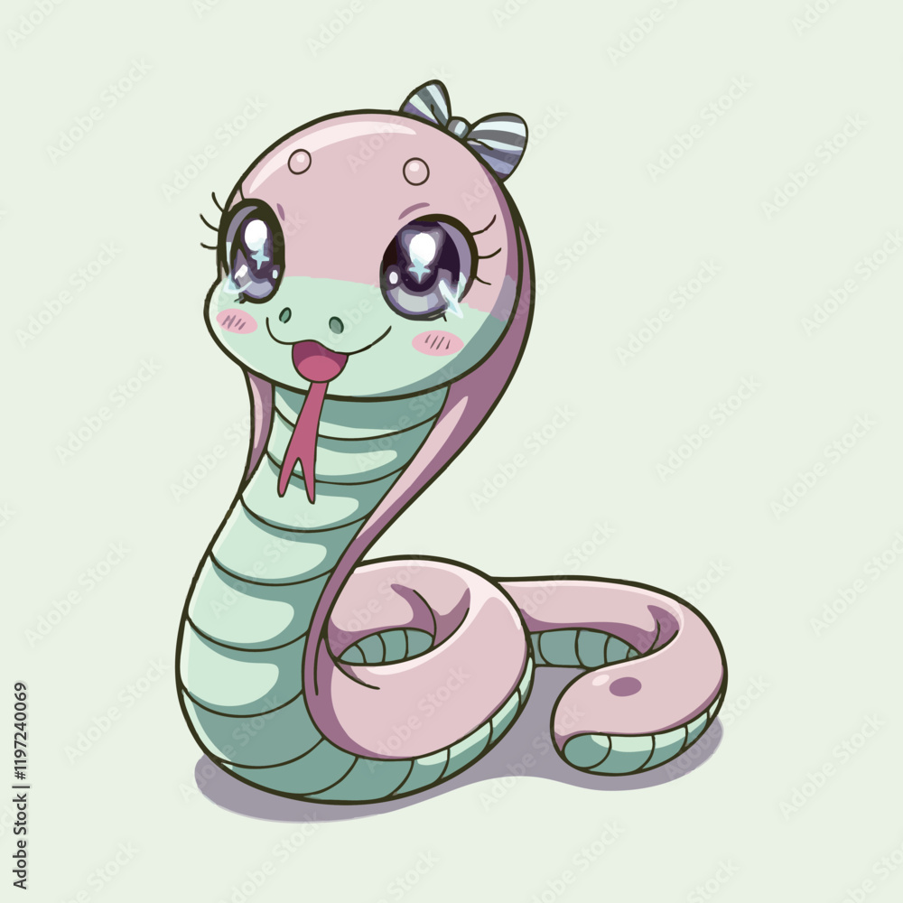 Fototapeta premium Adorable Cartoon Snake Illustration - Cute Vector Design