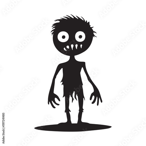 Zombie cartoon silhouette vector illustration