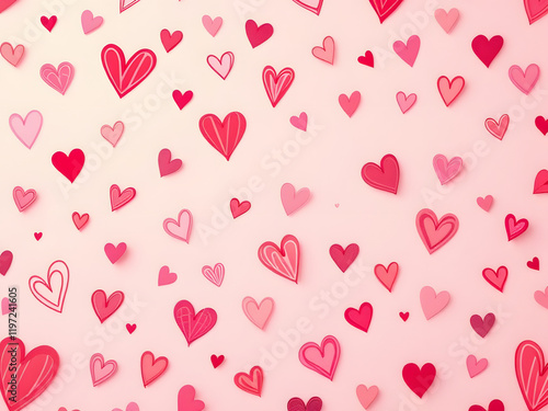 Hearts pattern on pink background. photo