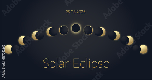 Solar eclipse banner, minimalistic tarot style