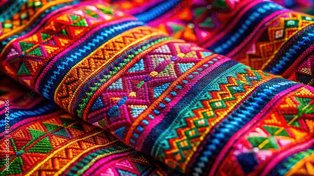 High-resolution image reveals intricate patterns and vibrant colors of handwoven Vietnamese brocade used in traditional clothing. High-resolution image reveals intricate patterns and vibrant colors of handwoven Vietnamese brocade used in traditional clothing.