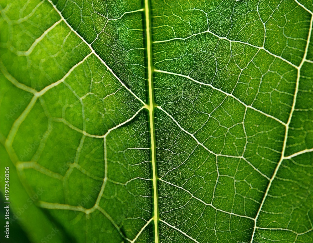 macro view of a green leaf with intricate veins and natural textures macro view of a green leaf with intricate veins and natural textures