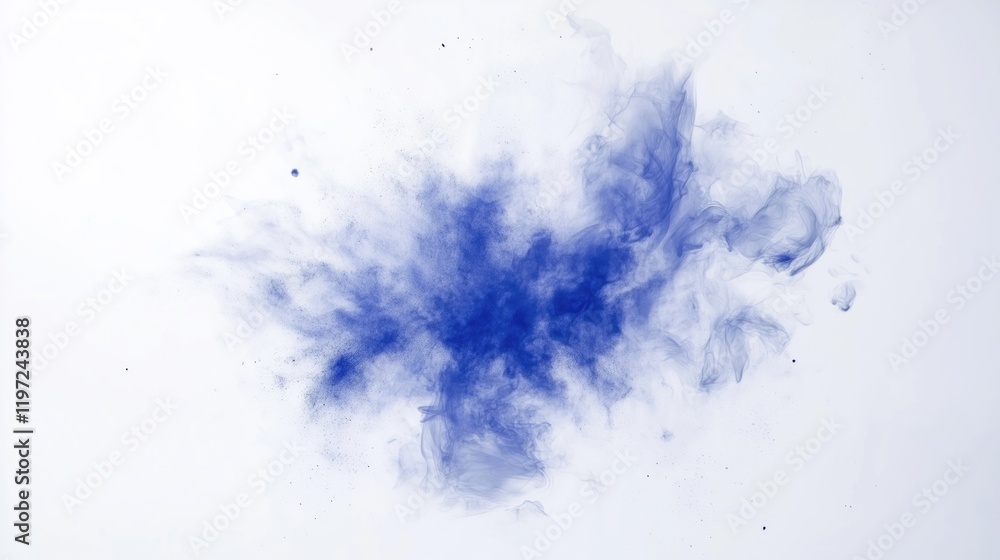 Obraz premium Vibrant blurry blue watercolor stain, artistically isolated against a clean white background perfect for artistic projects, backgrounds, or design elements.