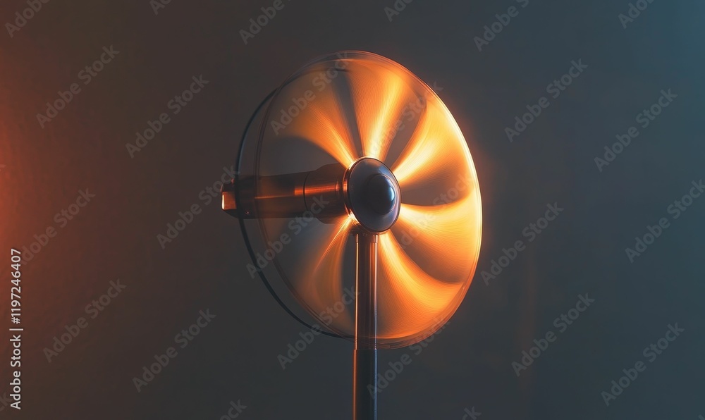 Rotating fan with glowing orange motion blur. Rotating fan with glowing orange motion blur.