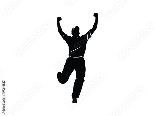 Bowler Celebrating Wicket Silhouette Set for Sports Graphics