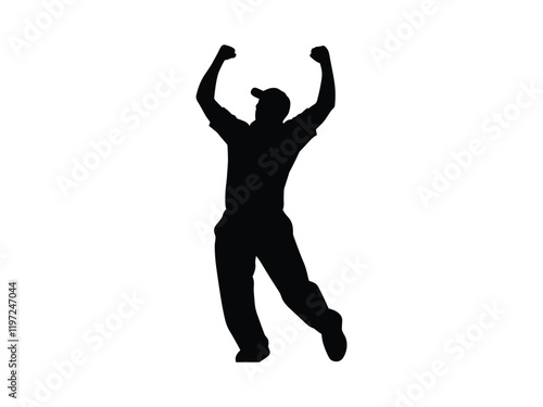 Bowler Celebrating Wicket Silhouette Set for Sports Graphics