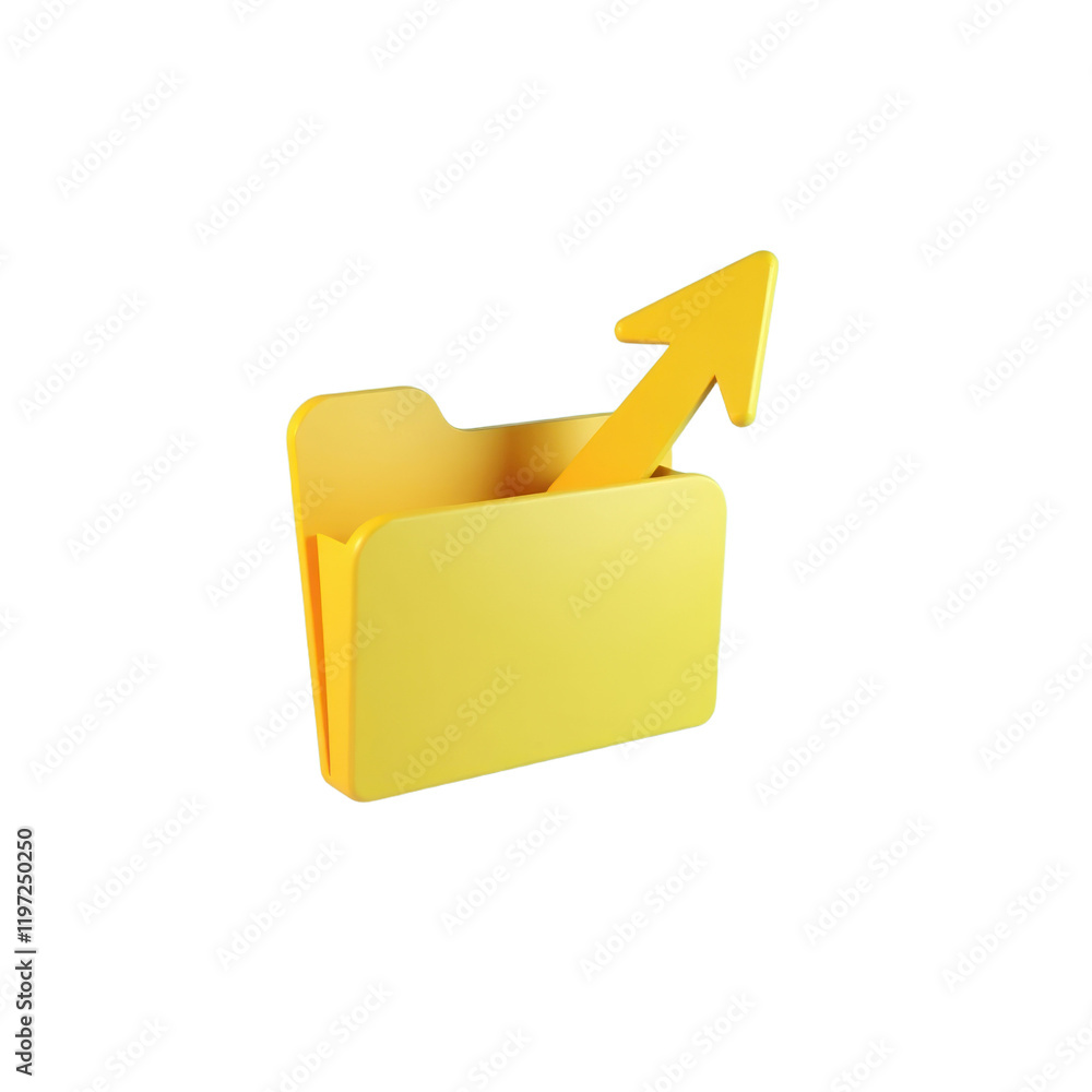 yellow 3d folder with upward arrow representing data upload yellow 3d folder with upward arrow representing data upload