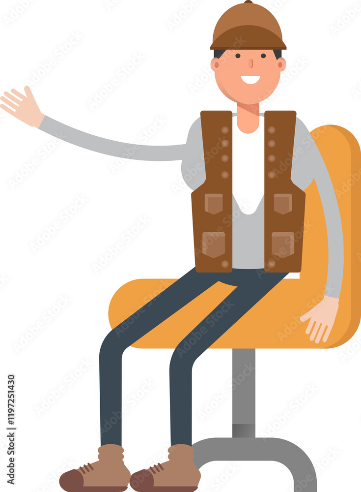 Male Worker Character Sitting on Office Chair
Male Worker Character Sitting on Office Chair