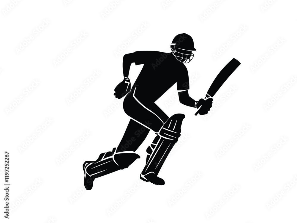Cricket Player Running Silhouette | Sports Vector Art Cricket Player Running Silhouette | Sports Vector Art