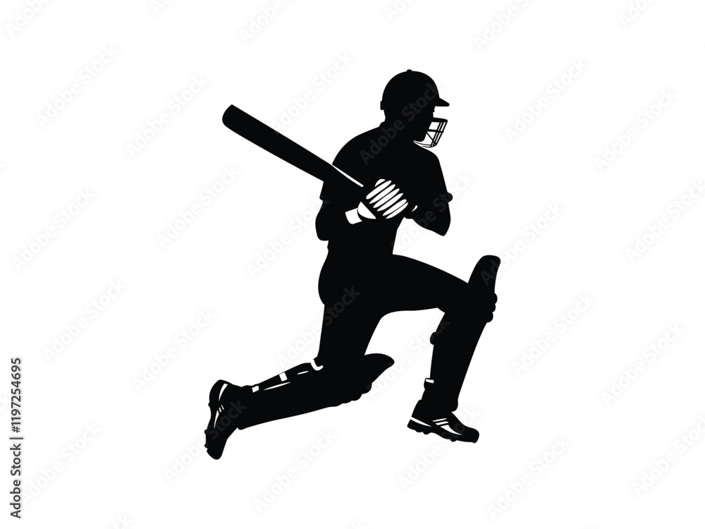 Cricket Player Running Silhouette | Sports Vector Art Cricket Player Running Silhouette | Sports Vector Art