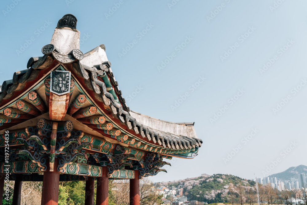 Dongnae Eupseong traditional pavilion at spring in Busan, Korea