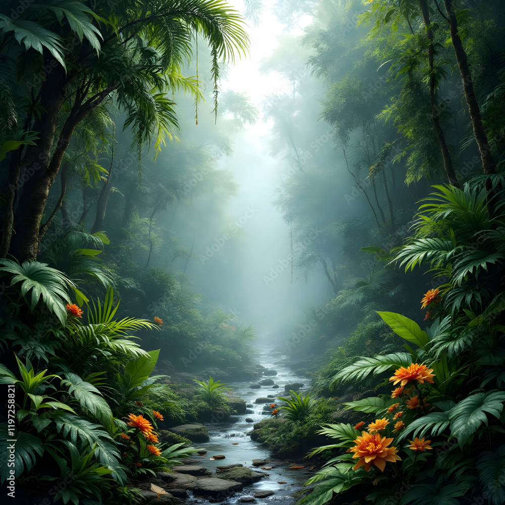 Naklejka premium Jungle border copy space area