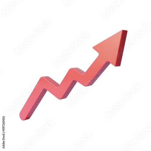 3d coral arrow pointing upward symbolizing progress and growth photo