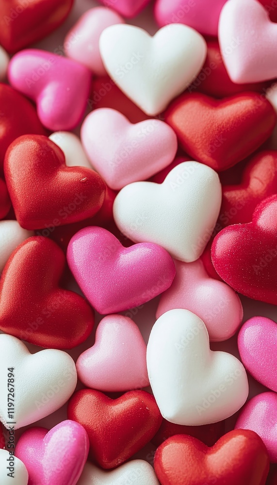 Vibrant Romantic Background, Assortment of Pink, Red, and White Heart, Valentine s Day Love Concept Vibrant Romantic Background, Assortment of Pink, Red, and White Heart, Valentine s Day Love Concept