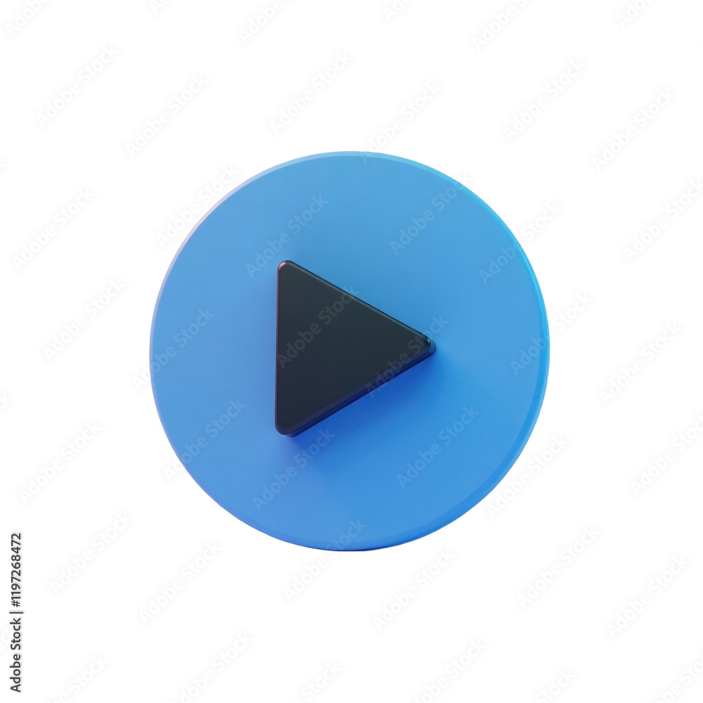 3d rendered play button : dark triangle inside a bright blue circle 3d rendered play button : dark triangle inside a bright blue circle
