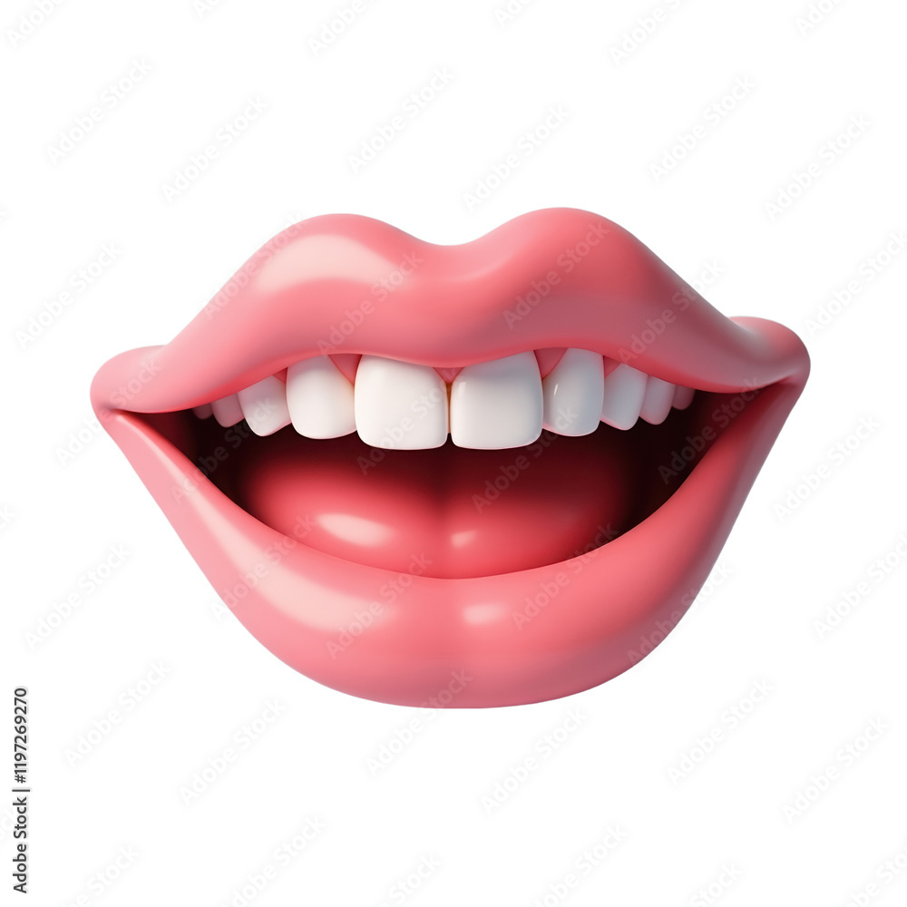 close-up of a 3d-rendered smiling mouth with pink lips and white teeth close-up of a 3d-rendered smiling mouth with pink lips and white teeth
