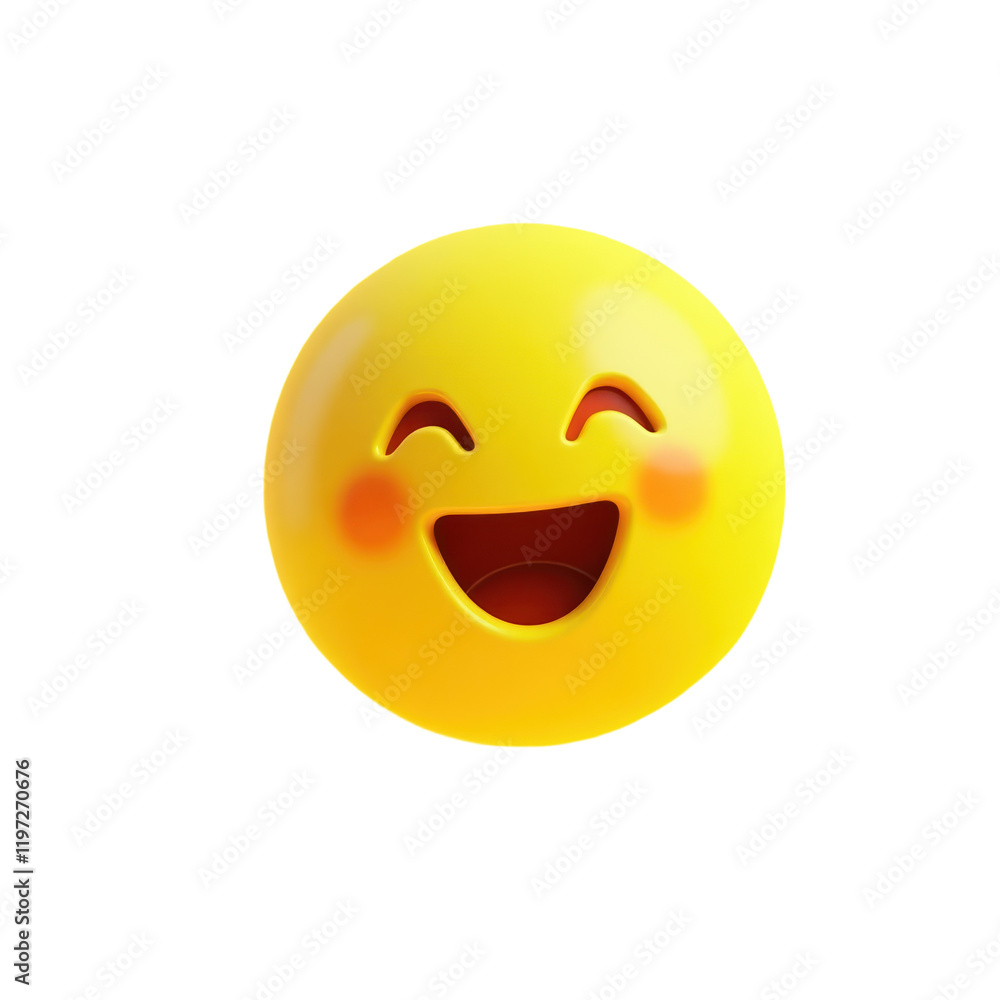 Fototapeta premium vibrant yellow emoticon displays a joyful open-mouthed laugh