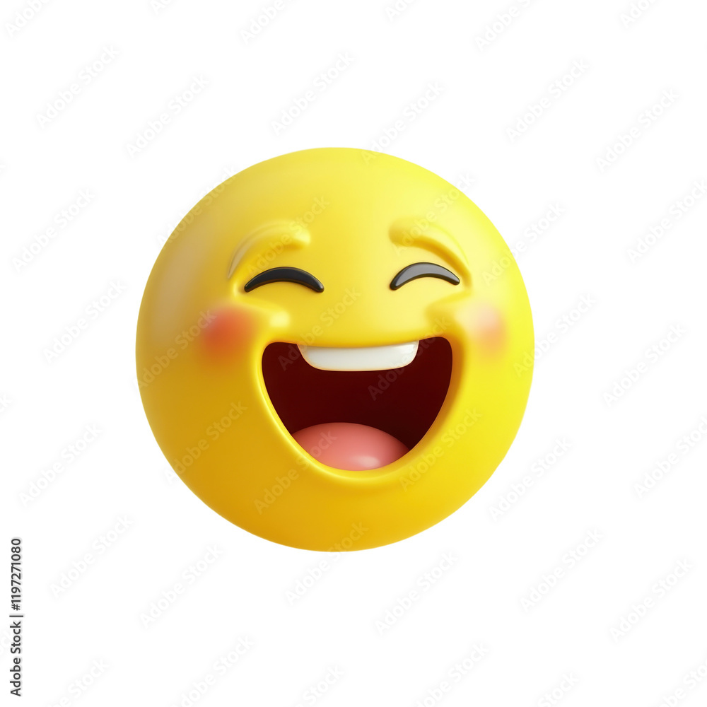 Fototapeta premium cheerful yellow emoticon expresses pure joy and laughter