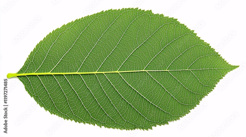 Obraz premium green leaf illustration with soft shading, placed against a pure white background, emphasizing its durability. [Christina leaves]:[isolate on white background.Illustrations] 