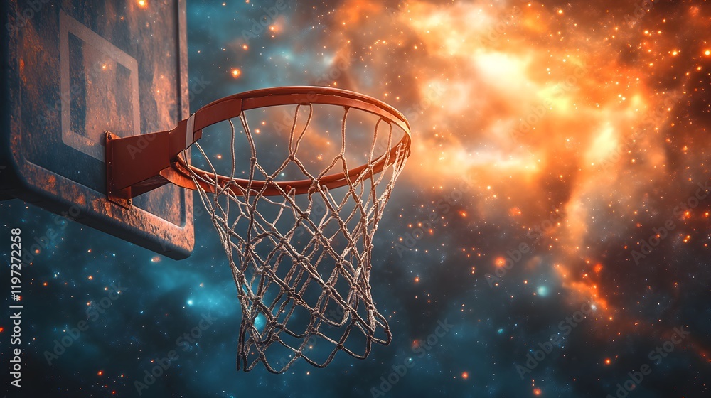 Basketball Hoop with Galactic Swirl - Generative AI Basketball Hoop with Galactic Swirl - Generative AI