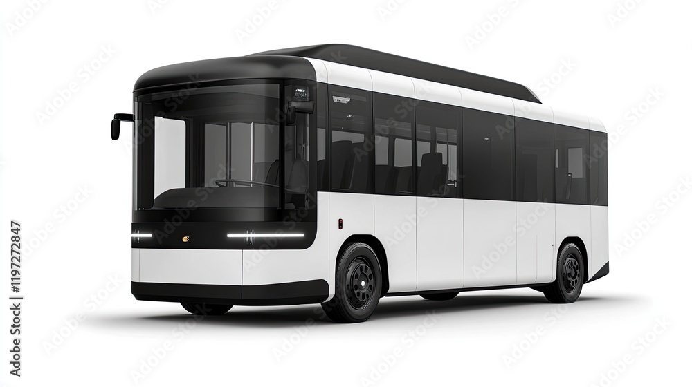 Electric Bus, City Transport, White, Modern Design, Studio Shot, Clean Energy