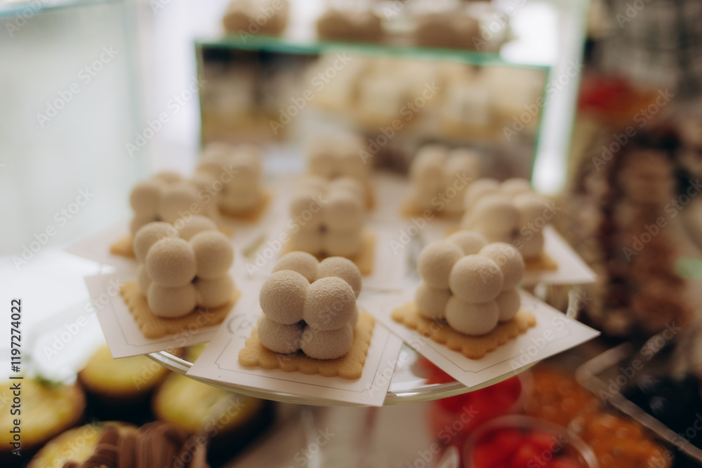 Assorted gourmet appetizers and desserts on display, luxury events, catering, and celebrations Assorted gourmet appetizers and desserts on display, luxury events, catering, and celebrations