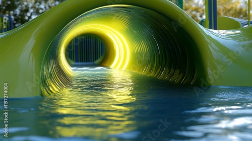 Pipe a tube swimming scooter of wonderful playground fluid green photo