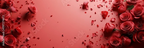 roses background with copy space for text. valentines day