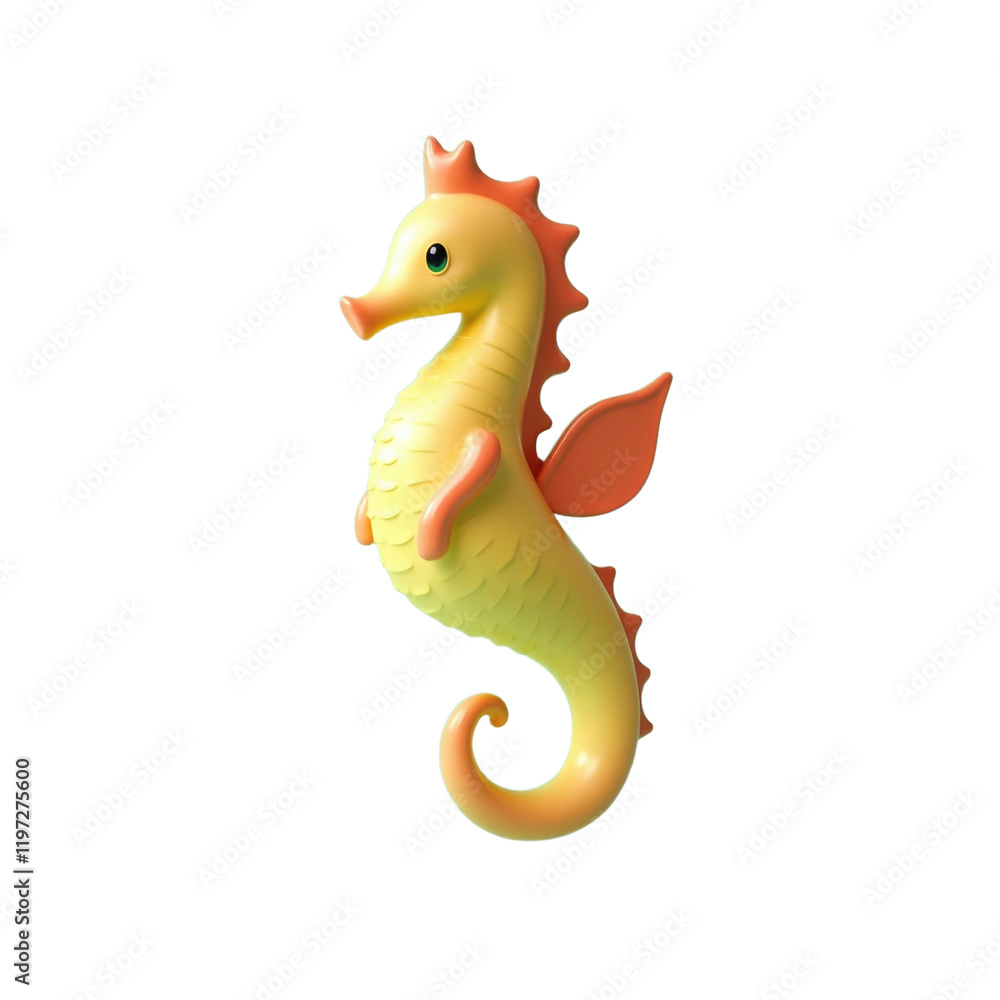 Fototapeta premium charming yellow 3d rendered seahorse