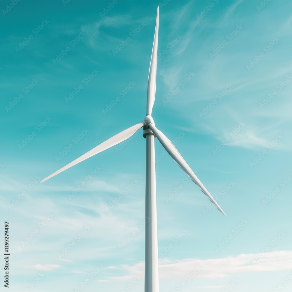 Modern Wind Turbine Against Clear Blue Sky for Renewable Energy Modern Wind Turbine Against Clear Blue Sky for Renewable Energy