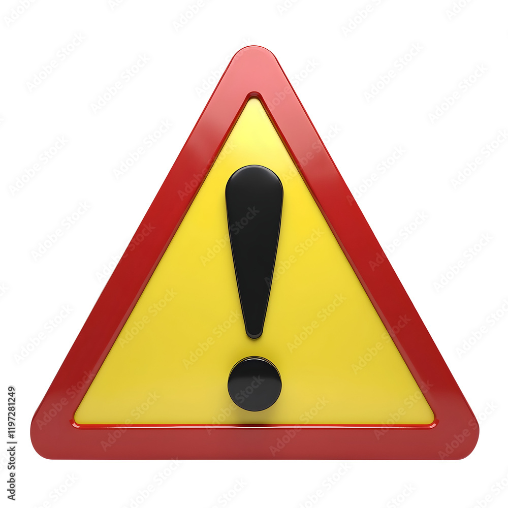 Urgent Alert! A striking 3D rendering of a yellow and red triangular warning sign, featuring a bold black exclamation mark at its center. This image powerfully conveys caution and urgent attention., c Urgent Alert! A striking 3D rendering of a yellow and red triangular warning sign, featuring a bold black exclamation mark at its center. This image powerfully conveys caution and urgent attention., c