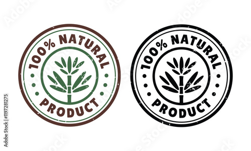 100% natural product circular stamp logo