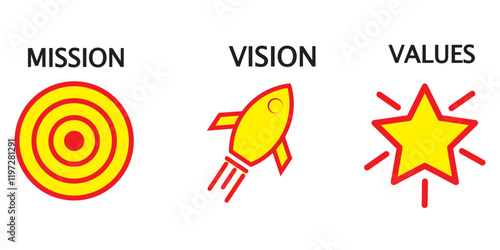 Mission goal vision values icon. Organization mission vision values icon design vector