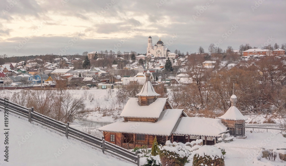 Obraz premium The Holy Spring on Vysokoe in winter Borovsk