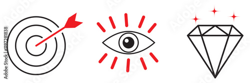 Mission vision values icon. Vector 