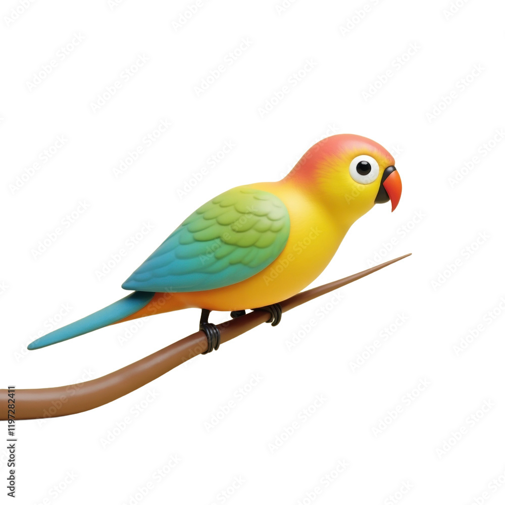 Fototapeta premium vibrant cartoon sun parakeet perched on a branch