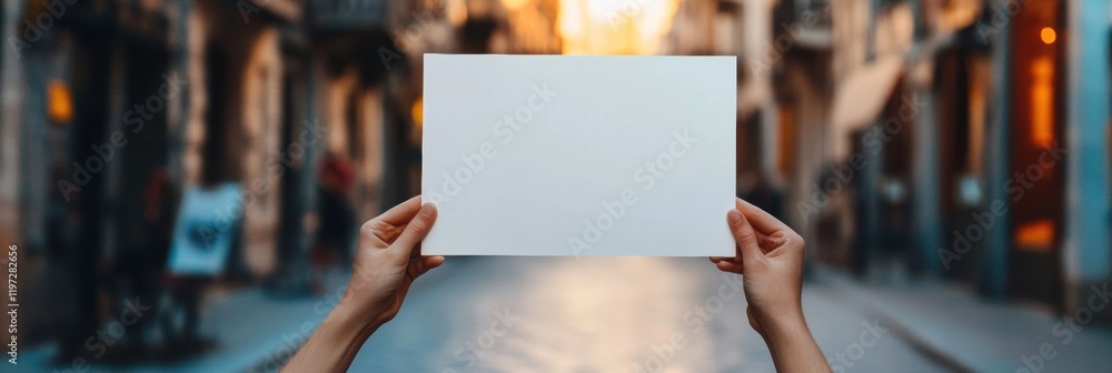 Blank space for creative text display in an urban setting during golden hour. Generative AI