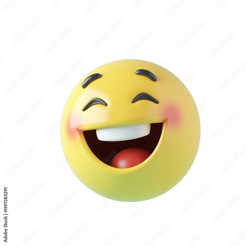 Fototapeta premium cheerful yellow 3d emoticon radiates joy and happiness