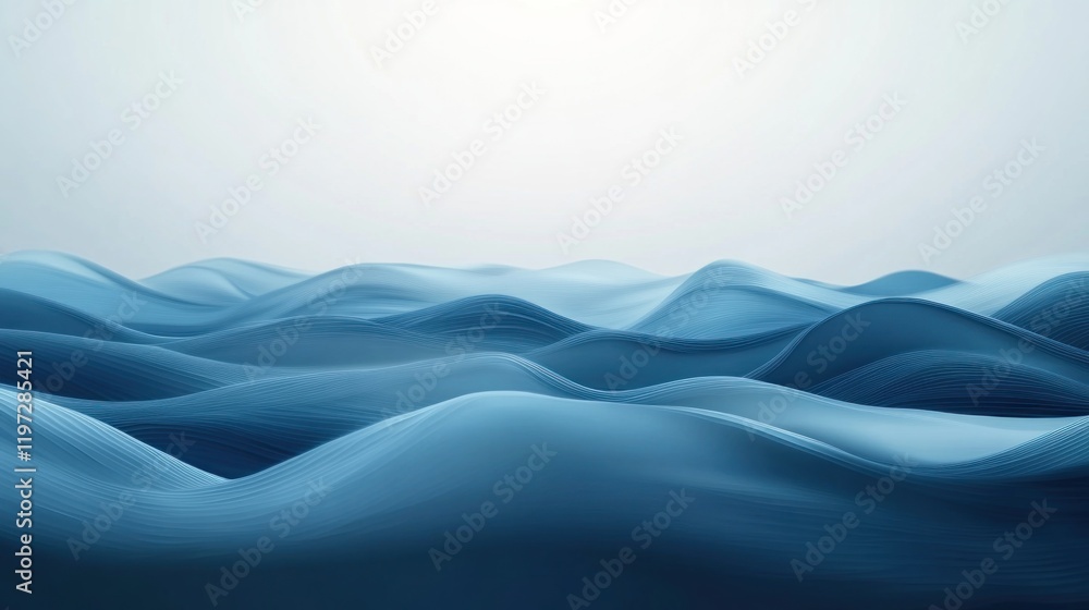 Abstract Blue Wavescape: A Serene Digital Landscape Abstract Blue Wavescape: A Serene Digital Landscape