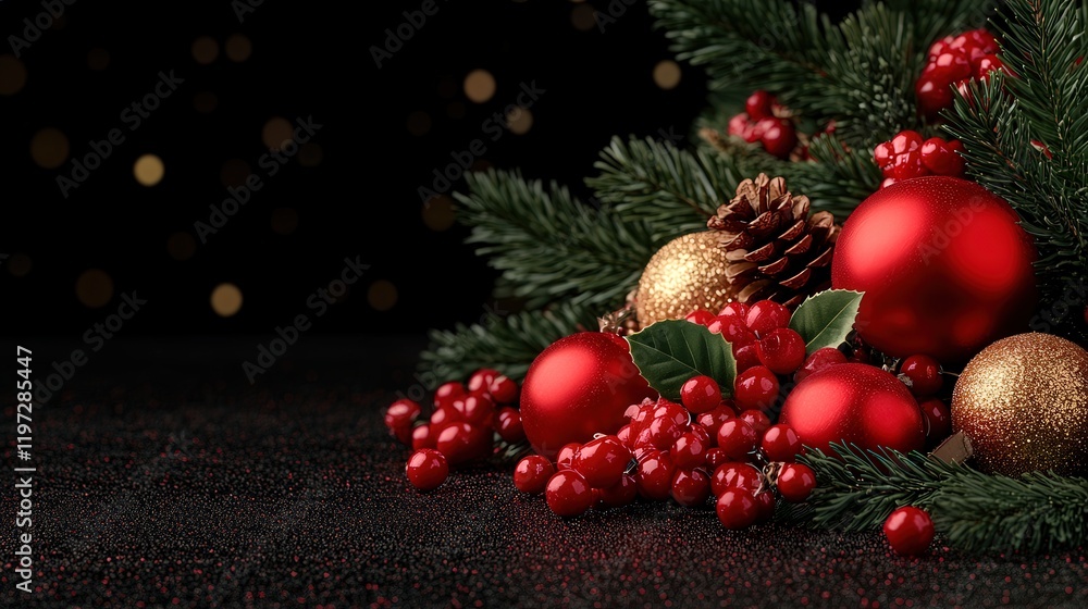 Vibrant Display of Shiny Red and Gold Ornaments Glimmering Together in a Festive Arrangement Creating a Cheerful and Elegant Holiday Atmosphere Vibrant Display of Shiny Red and Gold Ornaments Glimmering Together in a Festive Arrangement Creating a Cheerful and Elegant Holiday Atmosphere