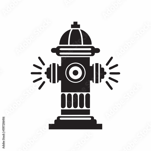 Fire Hydrant Silhouette with Water Splash.