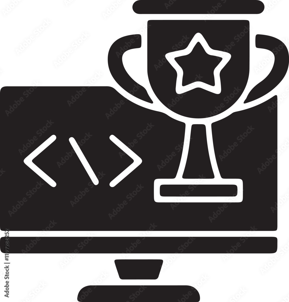 The illustration of an LCS monitor icon with a trophy silhouette The illustration of an LCS monitor icon with a trophy silhouette