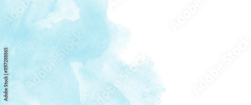 Blue vector watercolor art background. Blue watercolor template for cards, flyer, poster, banner, prestigious voucher and cover. Hand drawn vector texture. Turquoise brushstrokes and splashes.