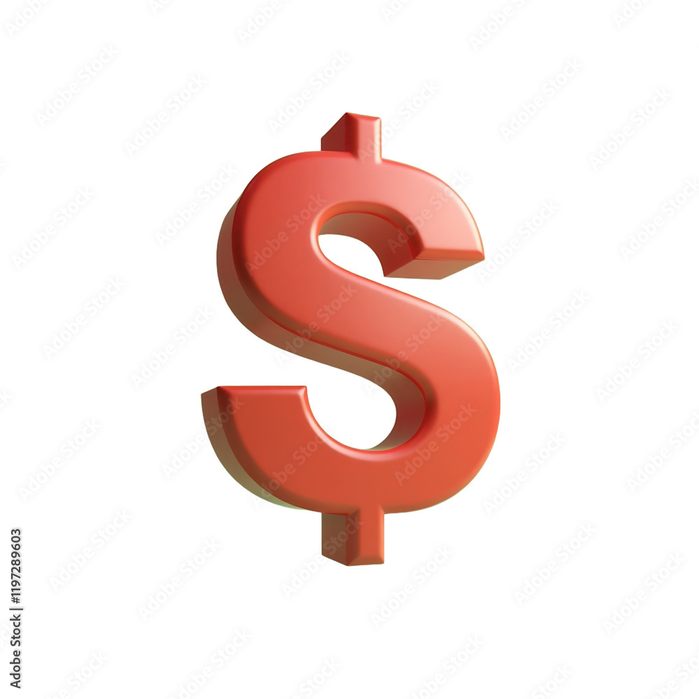 three-dimensional coral dollar sign on pale green background three-dimensional coral dollar sign on pale green background