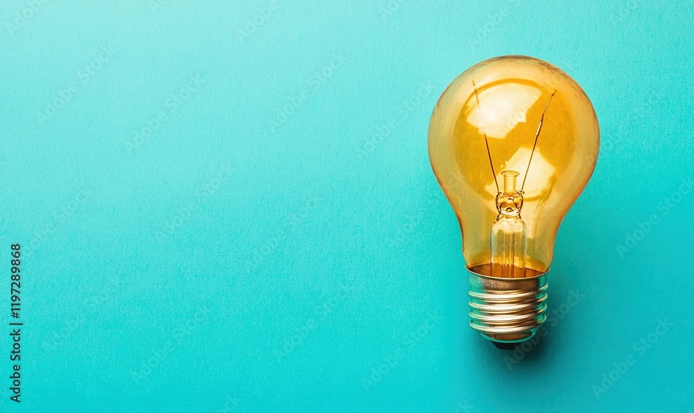 Glowing lightbulb on blue background, idea concept Glowing lightbulb on blue background, idea concept