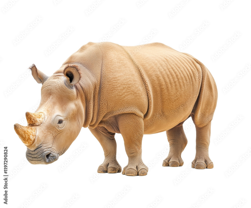 Obraz premium Majestic White Rhinoceros - A Symbol of Wildlife Conservation , isolated on white background PNG