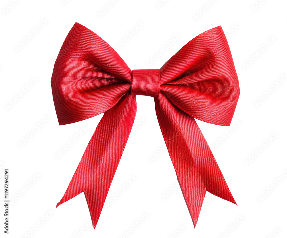 Fototapeta premium Stunning Red Ribbon Bow - Perfect Gift Decoration , isolated on white background PNG