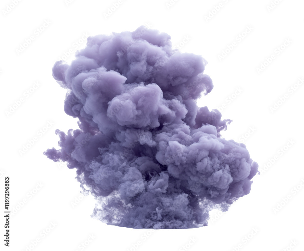 Fototapeta premium A mesmerizing purple cloud of smoke, a captivating abstract art piece, perfect for graphic design and visual representation of the atmosphere. , isolated on white background PNG