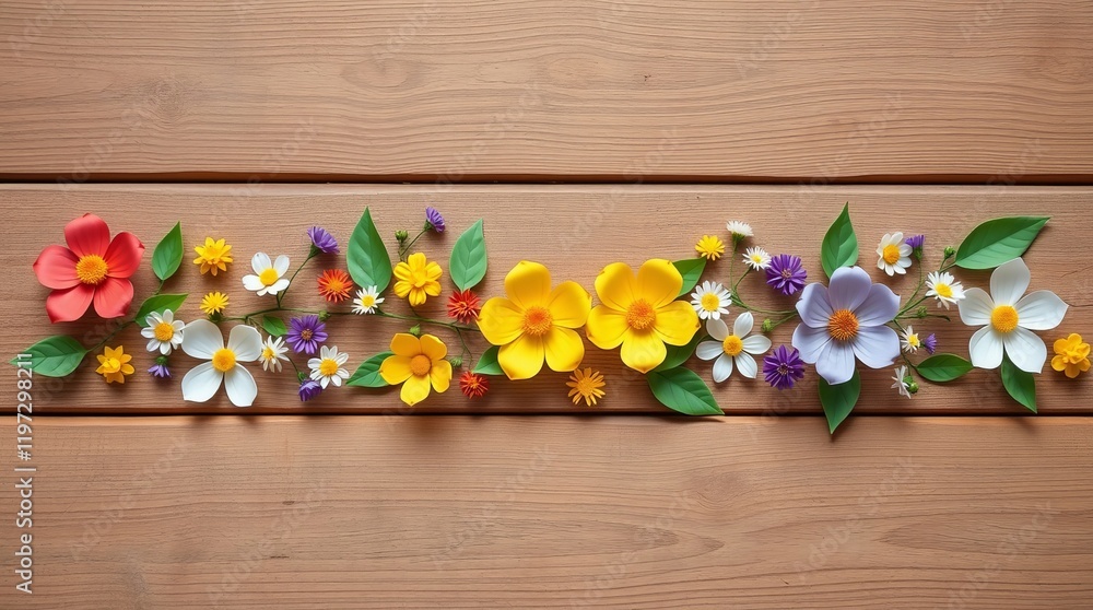 Fototapeta premium flowers on wooden background