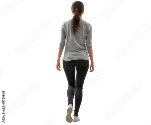 Stylish Woman Walking Away - Trendy Casual Fashion , isolated on white background PNG